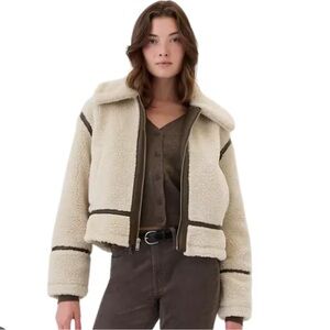 GAP Cream Relaxed Sherpa Coat Teddy Jacket NWT
